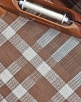 Chestnut Brown + White Handwoven Merino Wool Scarf