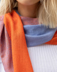 Apricot + Blue Handwoven Scarf with Up-Cycled Exclusive Yarns