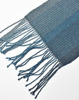 Close-up of the hand twisted fringes for the blue + green scarf