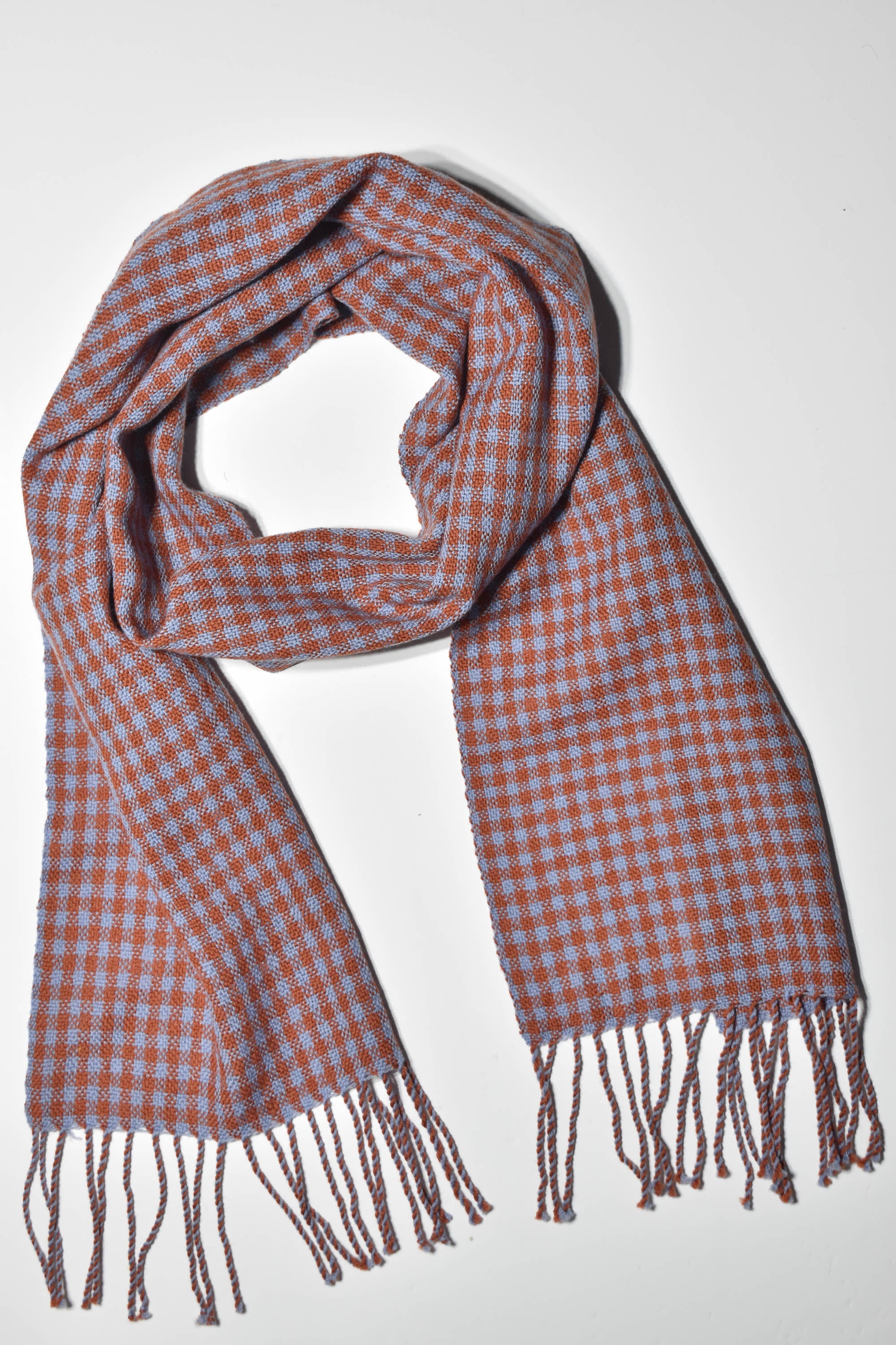 Blue plaid scarf / handwoven hotsell scarf / merino wool scarf