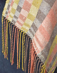 Peach, Brown, Yellow Handwoven Scarf using Up-cycled Yarns