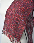 Maroon Textured Handwoven Scarf using Up-cycled Yarns